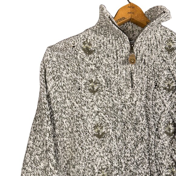 Vintage Northern Reflections Half Zip Sweater Hand Embroidered Knit Pullover - Picture 2 of 6